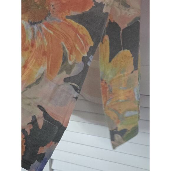 Soft Surroundings Floral Blouse - Gray, Orange, Blue - Picture 9 of 9